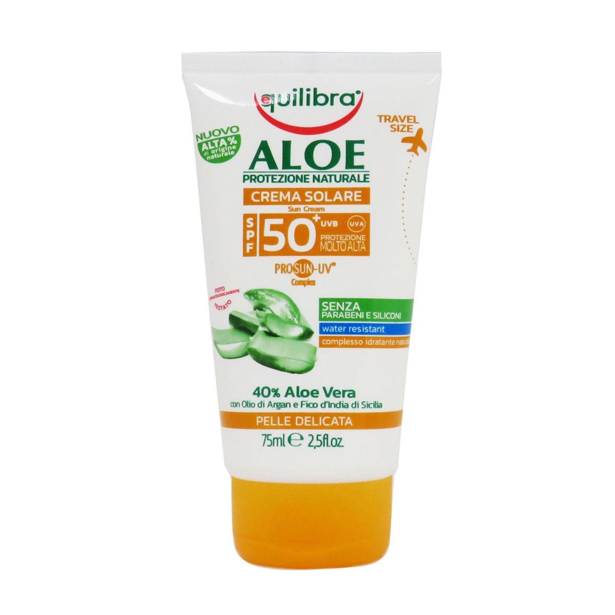 Image of Equilibra Crema Solare Aloe SPF 50 Molto Alta Travel Size 8000137014514