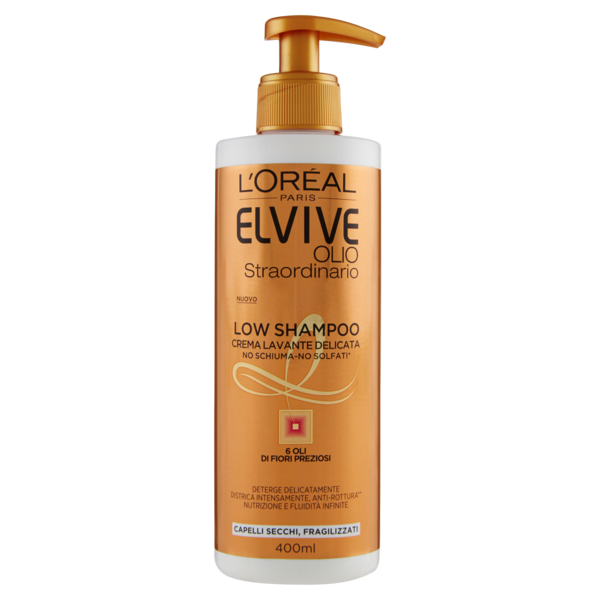 Image of Elvive Olio Straordinario Low Shampoo - Crema Lavante Delicata per Capelli Secchi 400 ml 3600523328918