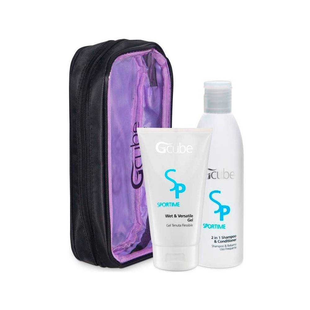 Gcube Cofanetto Sport Time - Shampoo e Balsamo 2 in 1 250 ml + Gel Tenuta  Flessibile 150 ml + Beauty da Viaggio - Idea Bellezza