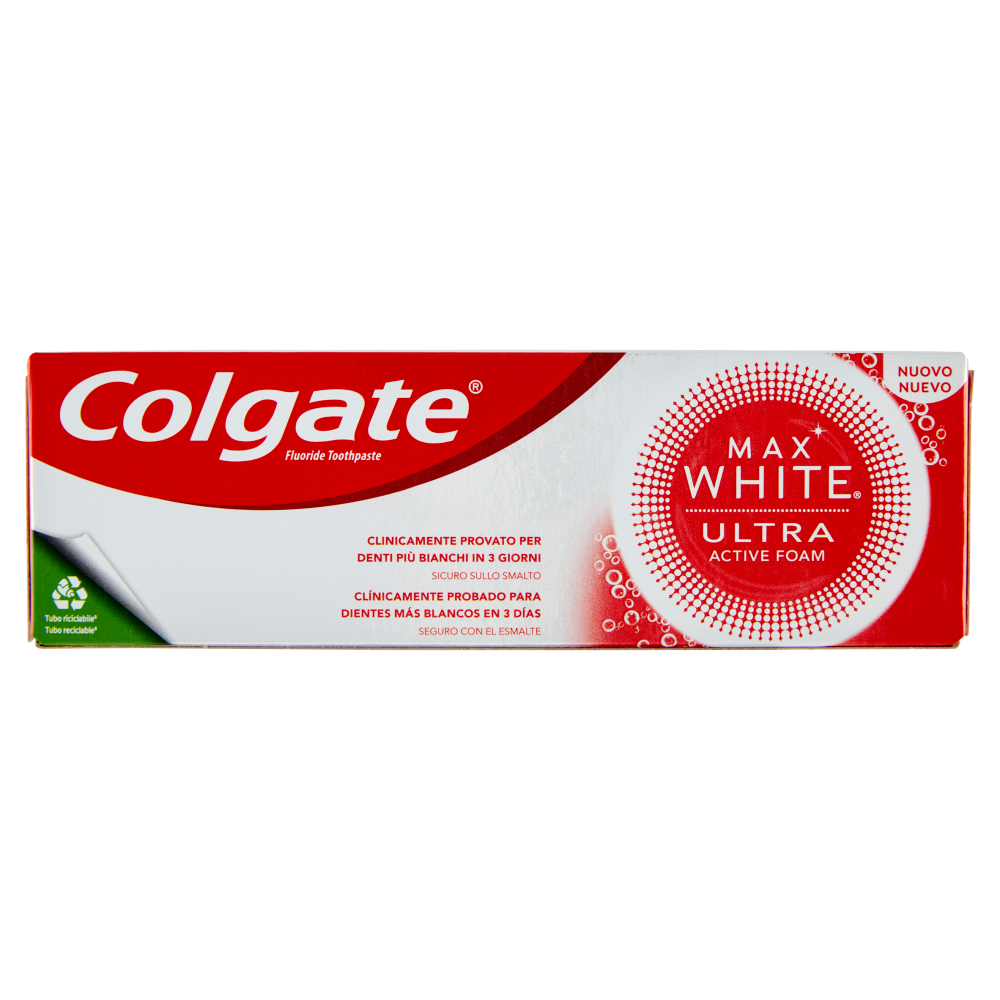 Colgate Dentifricio sbiancante Max White Ultra Active Foam 50 ml - Idea  Bellezza
