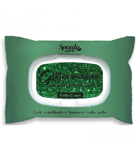 15 Salviette Glitter Mania Metal Green Rinfrescanti