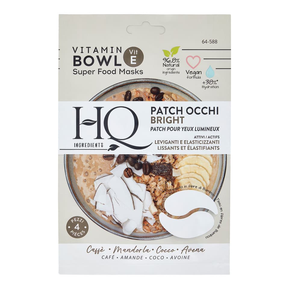 Hq Ingredients Patch Occhi Bright Attivi Caffè - Mandorla - Cocco - Avena 4 Pz