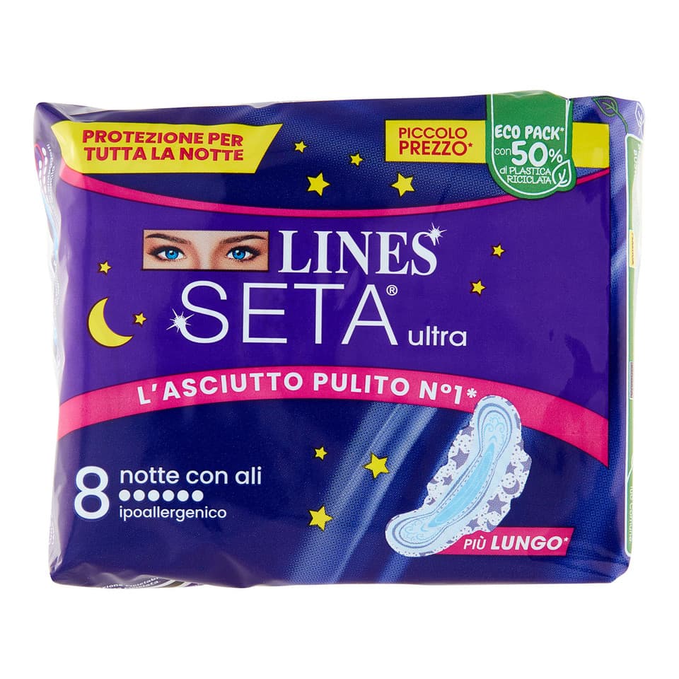 Lines Seta Ultra Assorbenti Notte 8 Pezzi