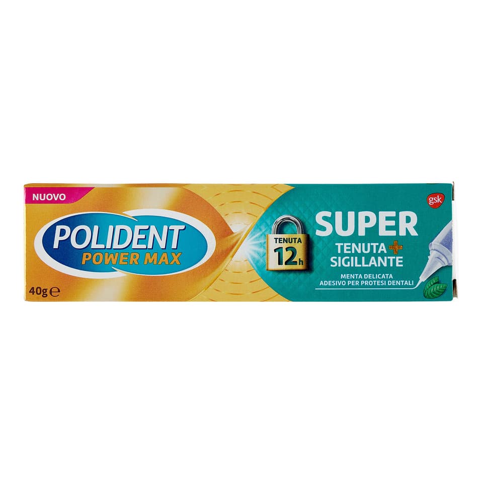 Polident Power Max Super Tenuta Sigillante Adesivo Protesi Dentali Menta Delicata 40g