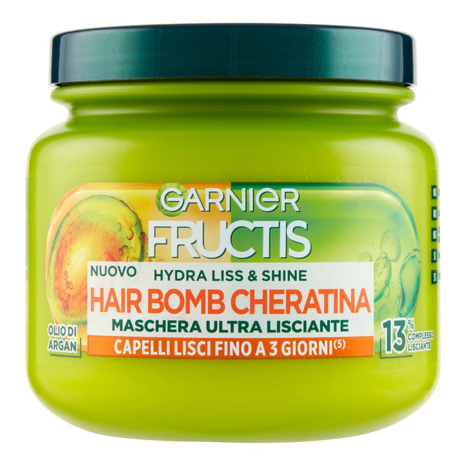 Fructis Hair Bomb Hydra Liss And Shine Con Cheratina, Maschera Ultra Lisciante
