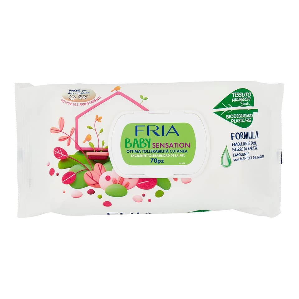 Salviette Baby Sensation Emolliente Con Burro Di Kartite 70 Pz