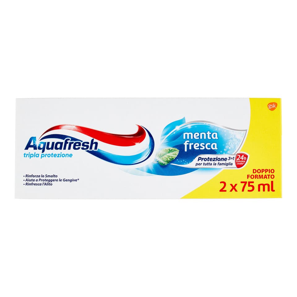 Dentifricio Tripla Protezione Gusto Menta Fresca Pacco Da 2x75ml