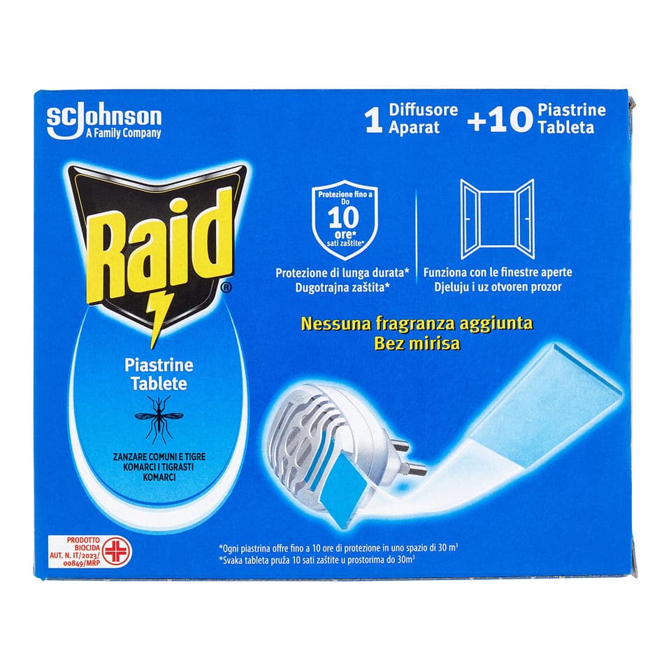 Piastrine Antizanzare Comuni E Tigre, Azione Prolungata,1 Diffusore + 10 Piastrine Ricarica