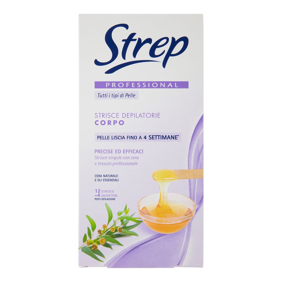Professionale Strisce Depilatorie Corpo 12 Strisce + 4 Salviettine Post-epilazione