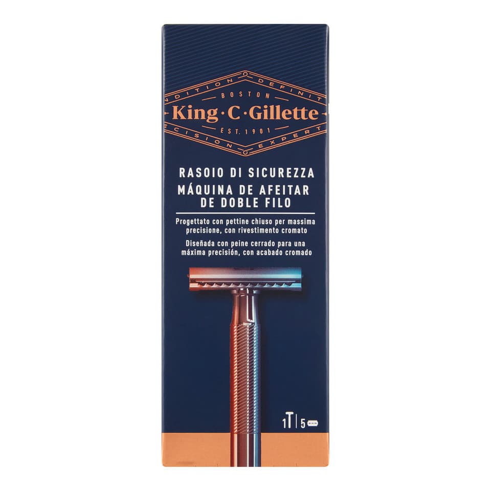 Rasoio Di Sicurezza Uomo Manico + Lame Di Ricambio Per Rasoio Da Uomo 5 Ricariche