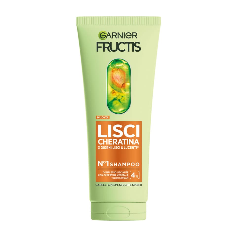 Fructis Shampoo Lisci Cheratina N°1 Capelli Crespi, Secchi E Spenti