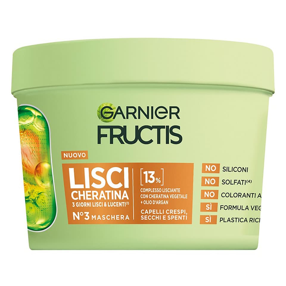 Fructis Maschera Capelli Lisci Cheratina N°3 Capelli Crespi, Secchi E Spenti