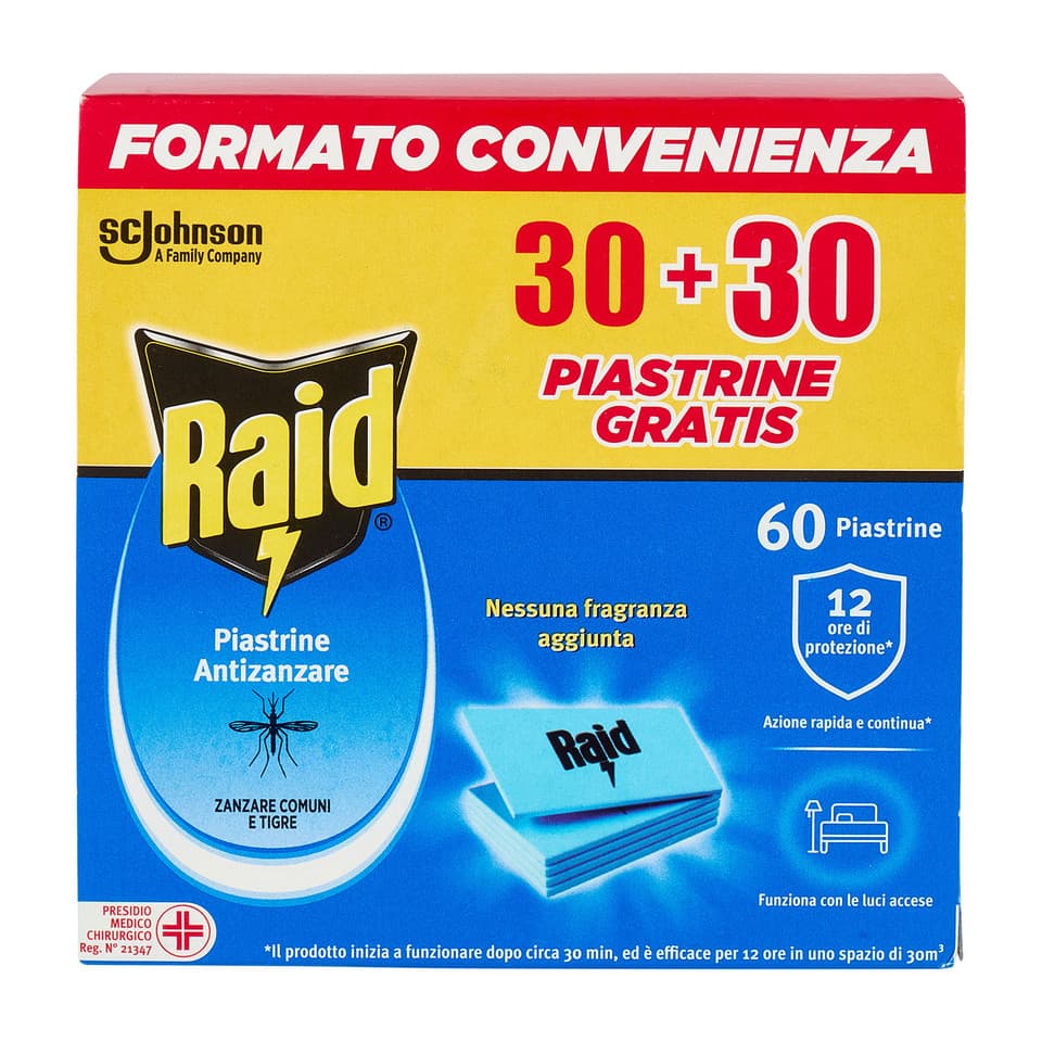 Piastrine Antizanzare Comuni E Tigre, Azione Prolungata, Ricarica 60 Pezzi