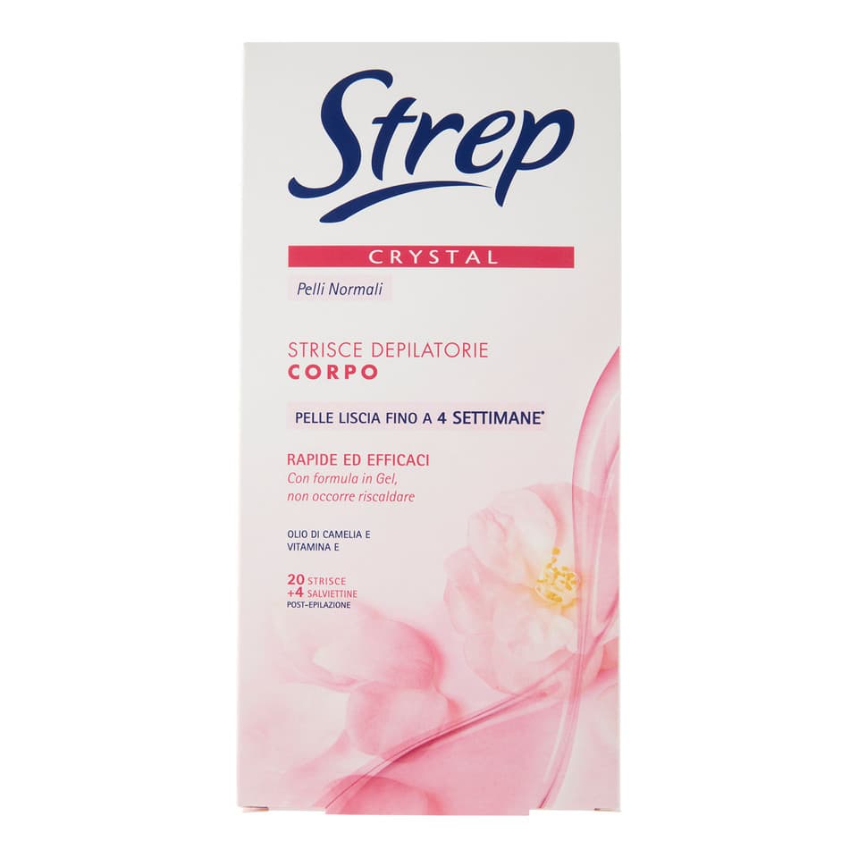 Crystal Strisce Depilatorie Corpo Trasparenti 20 Strisce + 4 Salviettine Post-epilazione