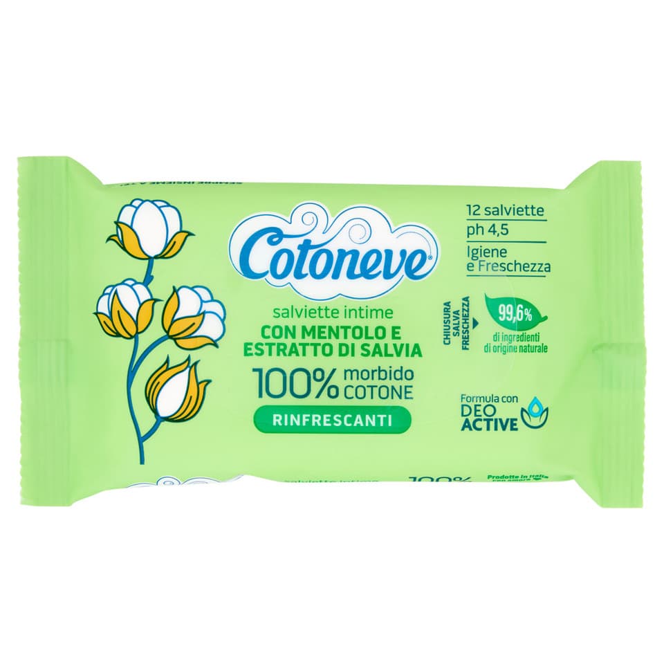 Salviette Intime Con Mentolo E Estratto Di Salvia Rinfrescanti 12 Pz