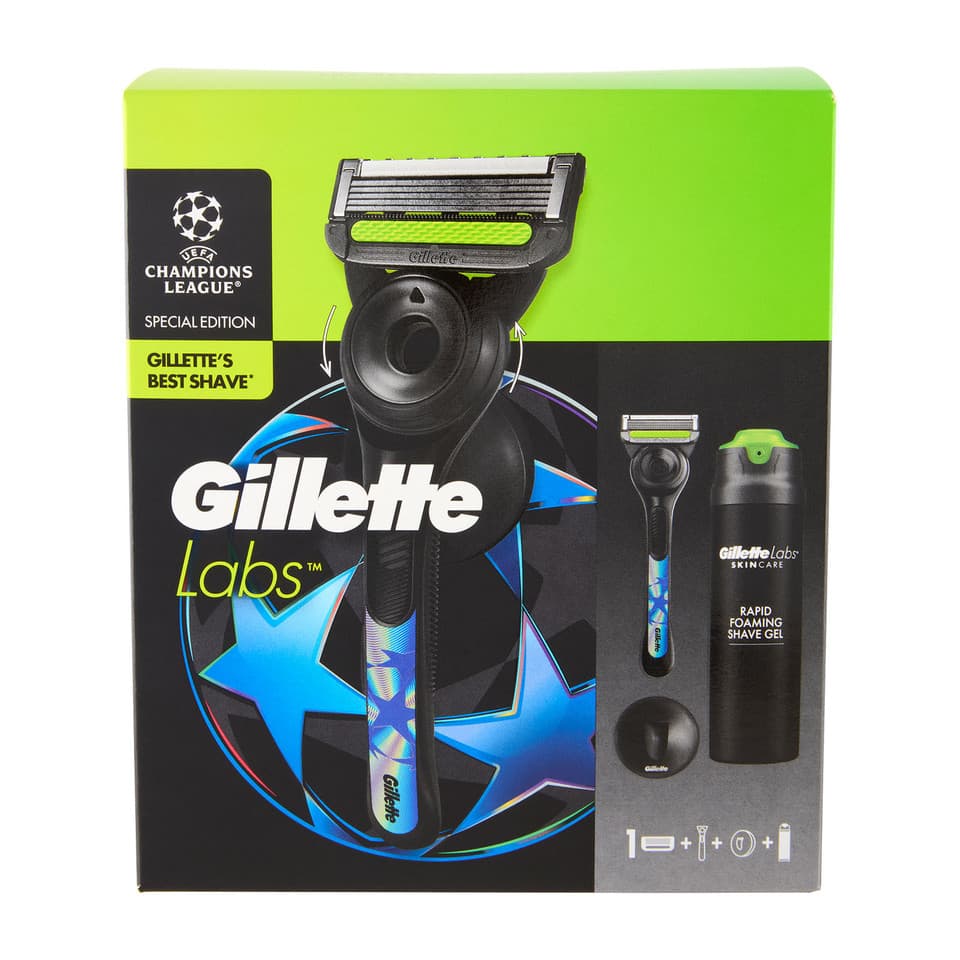 Gillette Labs Rasoio Da Uomo Uefa Champions League 1 Lametta + Manico + Gancio + Gel Da Barba 198 Ml