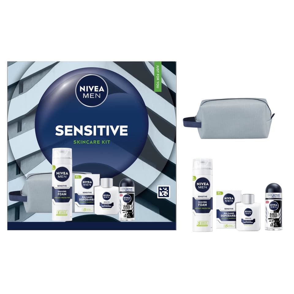 Sensitive Kit Schiuma Da Barba 200 Ml + Dopobarba 100 Ml + Deodorante 50 Ml + Travel Bag