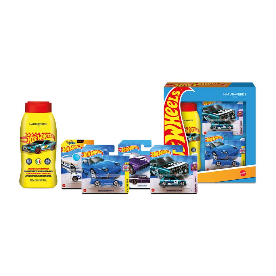 Hotwheels Set Regalo Con Doccia Shampoo 250ml E 2 Macchinine