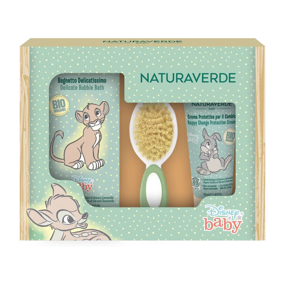 Baby Gift Set Bagnetto Con Bagno Schiuma 200ml, Crema Protettiva 100ml E Spazzola
