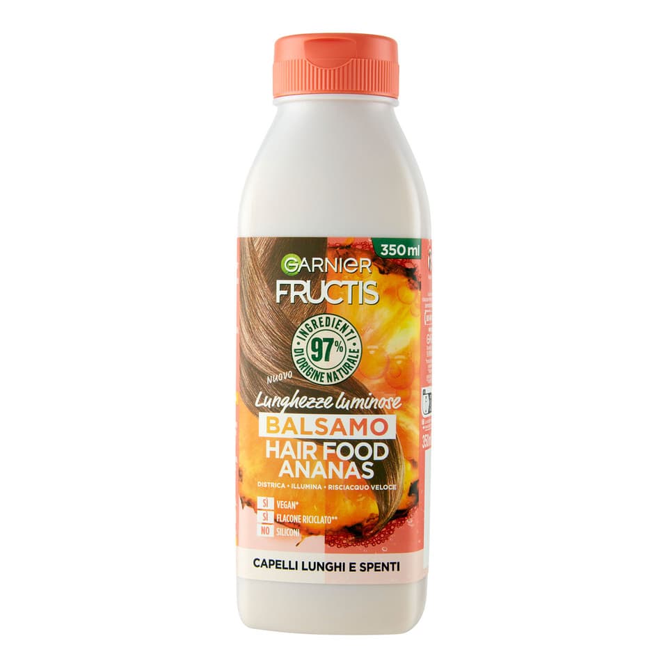 Balsamo Lunghezze Luminose Fructis Hair Food Ananas, Per Capelli Lunghi E Spenti