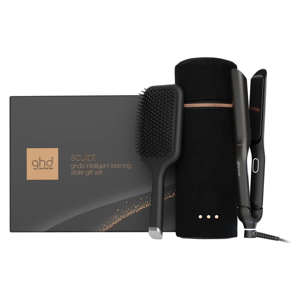GHD SCULPT INTERACTIVE HAIR STRAIGHTENER GIFT SET IN BLACK