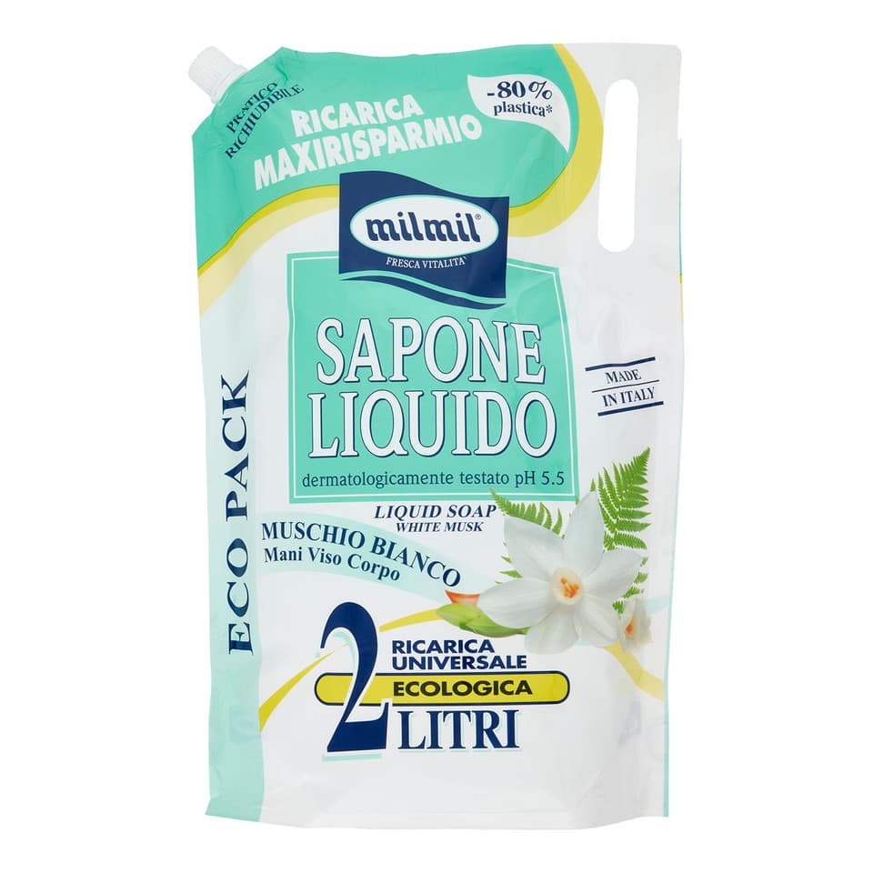 Sapone Liquido Muschio Bianco Ricarica Universale Ecologica