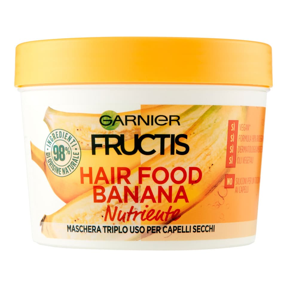 Garnier Maschera Nutriente Fructis Hair Food, 3in1, Capelli Secchi, Banana