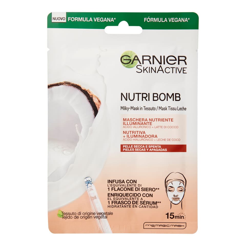 Maschera In Tessuto Nutriente Illuminante Nutribomb, Pelli Secche E Spente, Latte Di Cocco