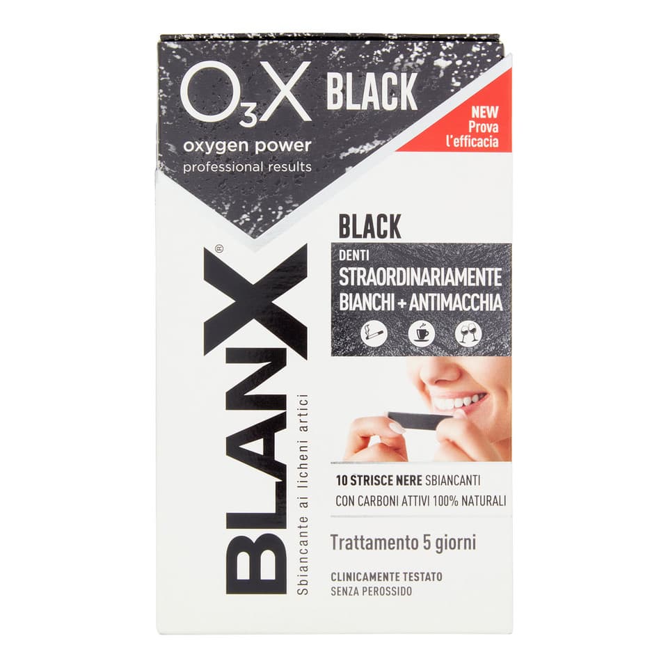 Strisce Sbiancanti Per Denti O₃x Oxygen Power Carboni Attivi 10 Pz